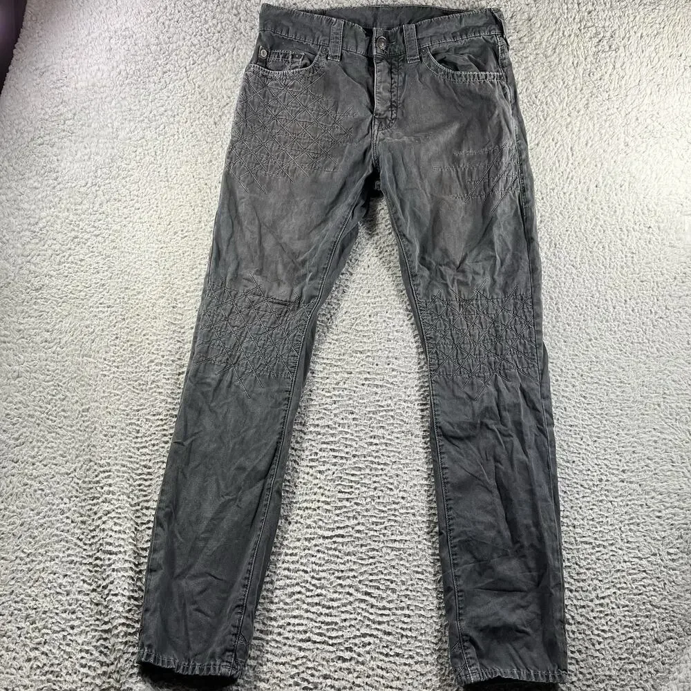 True Religion Dean Slim Relaxed Geo Quilted Pants Grey 32x32 READ